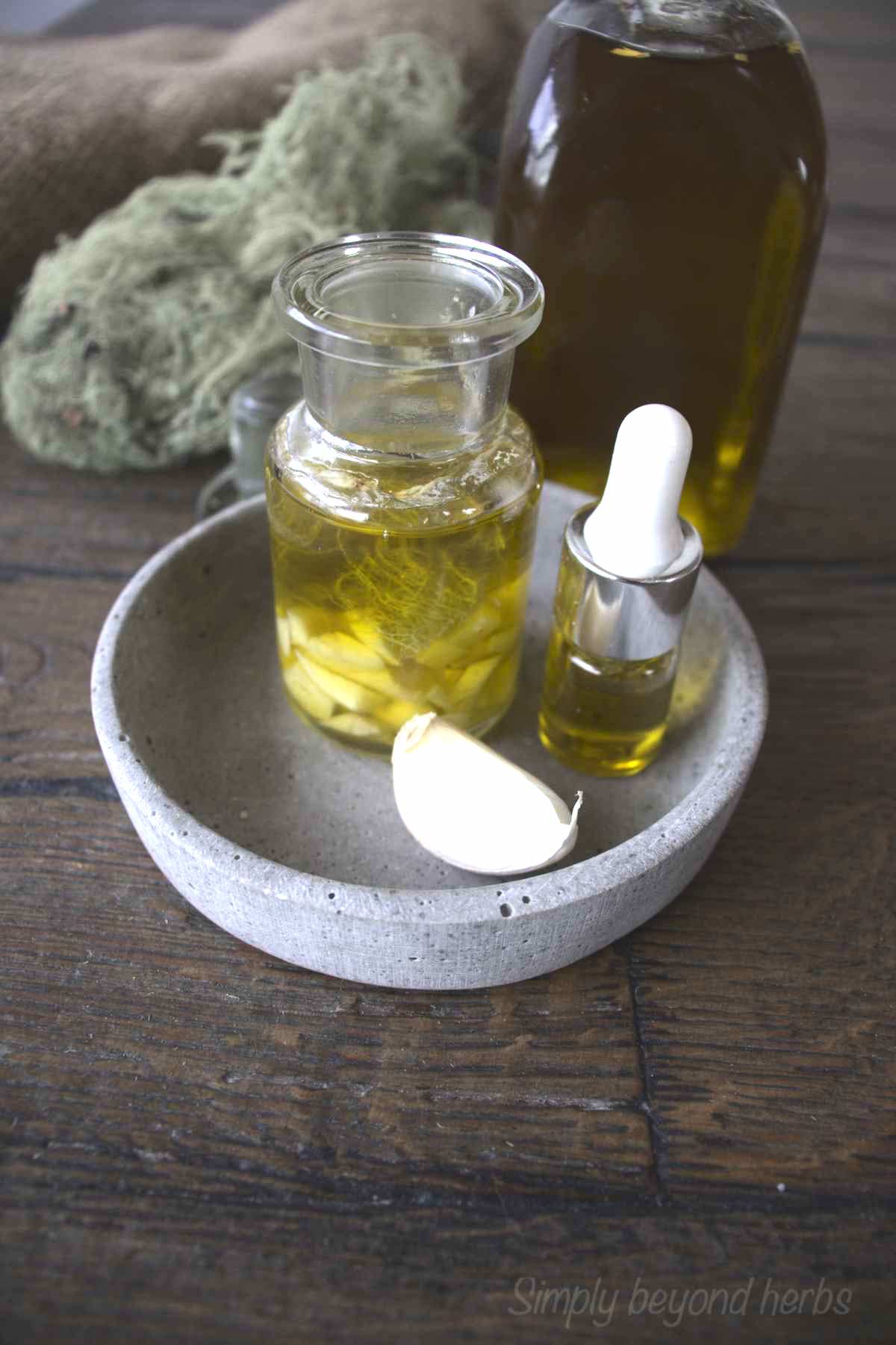 DIY garlic oil ear drops recipe SimplyBeyondHerbs