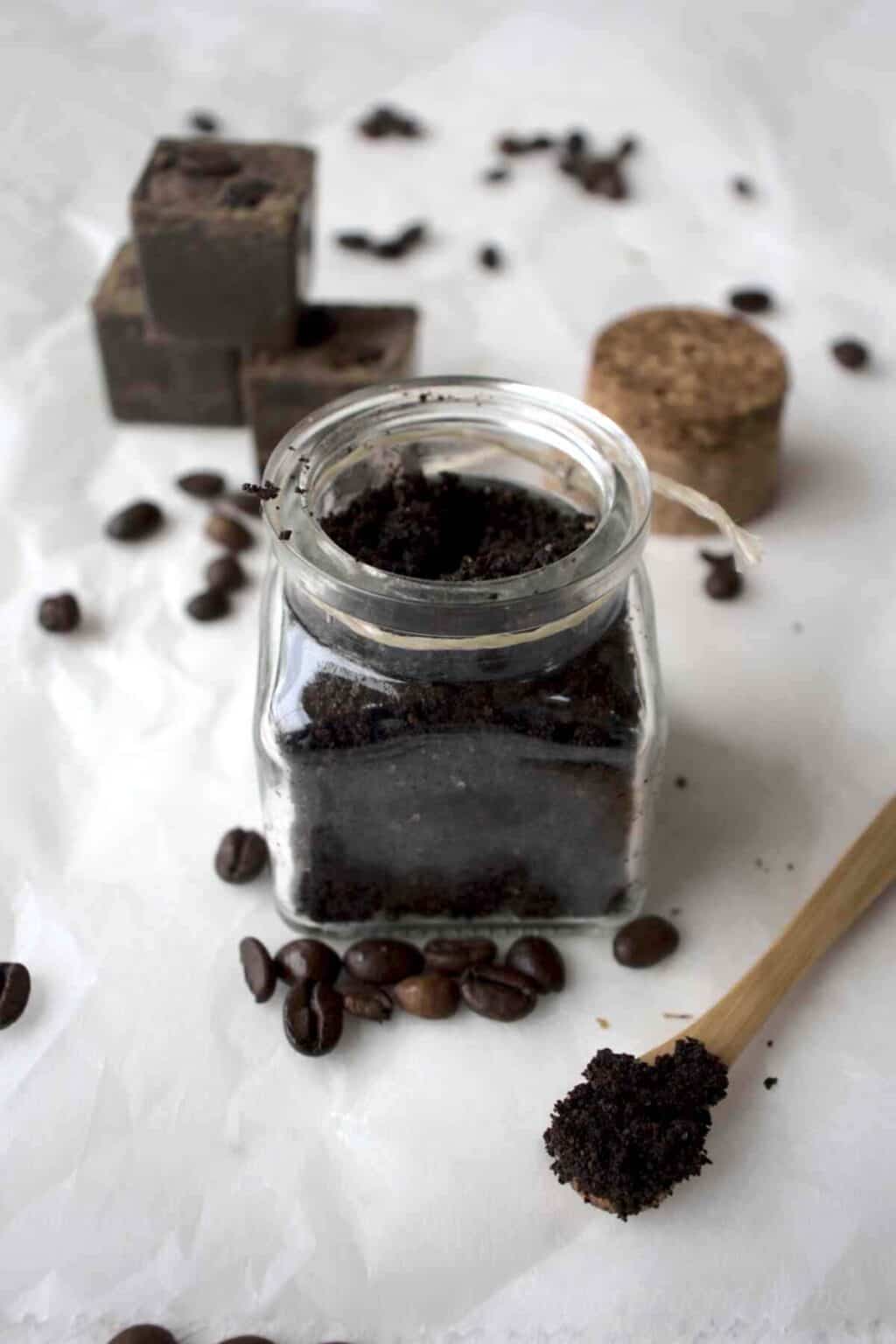 DIY coffee body scrub recipe (in a jar and cubes) SimplyBeyondHerbs