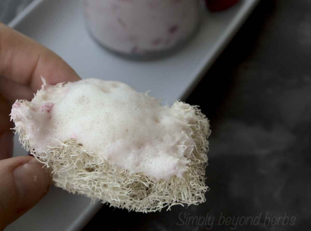 Foaming bath butter recipe with real raspberries SimplyBeyondHerbs