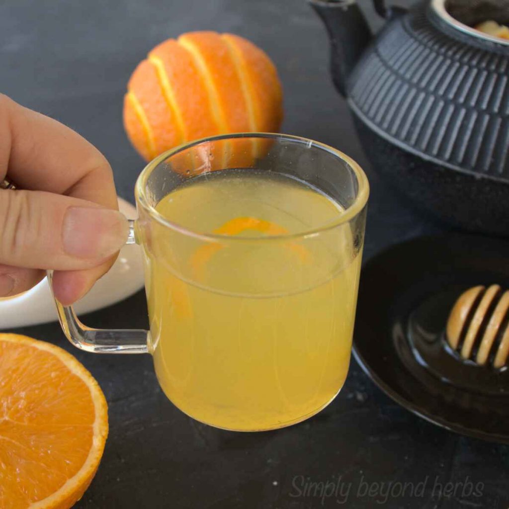 Orange peel tea made of fresh or dried peel SimplyBeyondHerbs